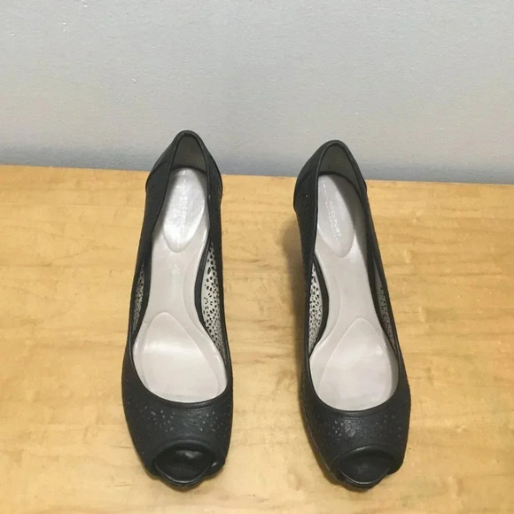 Rockport, open toe pump, leather shoe, Womans size 8.5 US black - Picture 12 of 14